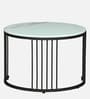 Elvas Metal Round Nesting Coffee Table Set In Black Finish with White Porcelain Top (Set of 2)