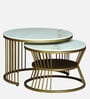 Elvas Metal Round Nesting Coffee Table Set with White Porcelain Top (Set of 2)