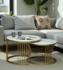 Elvas Metal Round Nesting Coffee Table Set with White Porcelain Top (Set of 2)