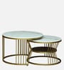 Elvas Metal Round Nesting Coffee Table Set with White Porcelain Top (Set of 2)