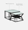Elvas Metal Square Nesting Coffee Table Set In Black Finish with White Porcelain Top (Set of 2)