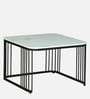 Elvas Metal Square Nesting Coffee Table Set In Black Finish with White Porcelain Top (Set of 2)