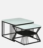 Elvas Metal Square Nesting Coffee Table Set In Black Finish with White Porcelain Top (Set of 2)