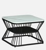 Elvas Metal Square Nesting Coffee Table Set In Black Finish with White Porcelain Top (Set of 2)