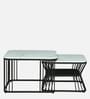 Elvas Metal Square Nesting Coffee Table Set In Black Finish with White Porcelain Top (Set of 2)