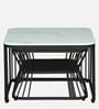 Elvas Metal Square Nesting Coffee Table Set In Black Finish with White Porcelain Top (Set of 2)