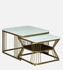Elvas Metal Square Nesting Coffee Table Set with White Porcelain Top (Set of 2)