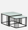 Elvas Metal Nesting Coffee Table Set In Black Finish with White Porcelain Top (Set of 2)