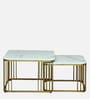 Elvas Metal Nesting Coffee Table Set In Gold Finish with White Porcelain Top (Set of 2)