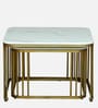 Elvas Metal Nesting Coffee Table Set In Gold Finish with White Porcelain Top (Set of 2)