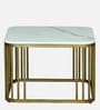 Elvas Metal Nesting Coffee Table Set In Gold Finish with White Porcelain Top (Set of 2)