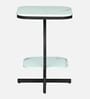 Elvas White Porcelain Top End Table With Black Finish