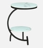 Elvas White Porcelain Top End Table With Black Finish