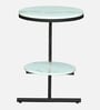 Elvas White Porcelain Top End Table With Black Finish