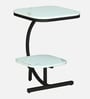 Elvas White Porcelain Top End Table With Black Finish