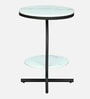 Elvas White Porcelain Top End Table With Black Finish