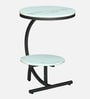 Elvas White Porcelain Top End Table With Black Finish