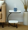 Elvas White Porcelain Top End Table With Black Finish