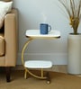 Elvas White Porcelain Top End Table With Gold Finish