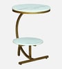 Elvas White Porcelain Top End Table With Gold Finish