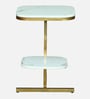 Elvas White Porcelain Top End Table With Gold Finish
