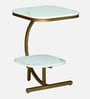 Elvas White Porcelain Top End Table With Gold Finish