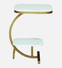 Elvas White Porcelain Top End Table With Gold Finish