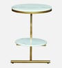 Elvas White Porcelain Top End Table With Gold Finish