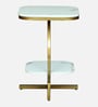 Elvas White Porcelain Top End Table With Gold Finish