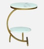 Elvas White Porcelain Top End Table With Gold Finish