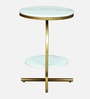 Elvas White Porcelain Top End Table With Gold Finish