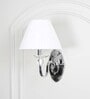 Elvira Fabric Shade Wall Light With Crystal Glass & Chrome Finish Metal Body Modern Decorative Wall Lamp For Bedroom, Living Room & Hallway (E14 Compatible)