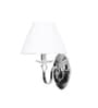 Elvira Fabric Shade Wall Light With Crystal Glass & Chrome Finish Metal Body Modern Decorative Wall Lamp For Bedroom, Living Room & Hallway (E14 Compatible)