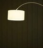 Elvis White Cotton Shade Club Floor Lamp With Metal Base