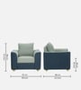 Elysia Fabric 1 Seater Sofa In Ash Grey And Navy Blue Colour