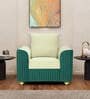 Elysia Waterproof Velvet 1 Seater Sofa In Cream And Emerald Green Colour