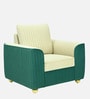 Elysia Waterproof Velvet 1 Seater Sofa In Cream And Emerald Green Colour