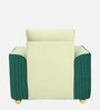 Elysia Waterproof Velvet 1 Seater Sofa In Cream And Emerald Green Colour