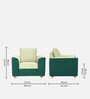 Elysia Waterproof Velvet 1 Seater Sofa In Cream And Emerald Green Colour