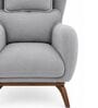 Elysian Teak Wood Chair With Suede Fabric In Grey Colour