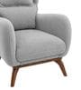 Elysian Teak Wood Chair With Suede Fabric In Grey Colour