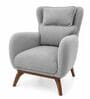 Elysian Teak Wood Chair With Suede Fabric In Grey Colour