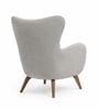 Elysian Teak Wood Wing Chair With Suede Fabric In Grey Colour Elysian Teak Wood Wing Chair With Suede Fabric In Grey Colour
