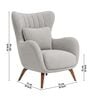 Elysian Teak Wood Wing Chair With Suede Fabric In Grey Colour Elysian Teak Wood Wing Chair With Suede Fabric In Grey Colour