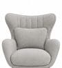 Elysian Teak Wood Wing Chair With Suede Fabric In Grey Colour Elysian Teak Wood Wing Chair With Suede Fabric In Grey Colour
