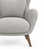Elysian Teak Wood Wing Chair With Suede Fabric In Grey Colour Elysian Teak Wood Wing Chair With Suede Fabric In Grey Colour