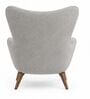 Elysian Teak Wood Wing Chair With Suede Fabric In Grey Colour Elysian Teak Wood Wing Chair With Suede Fabric In Grey Colour