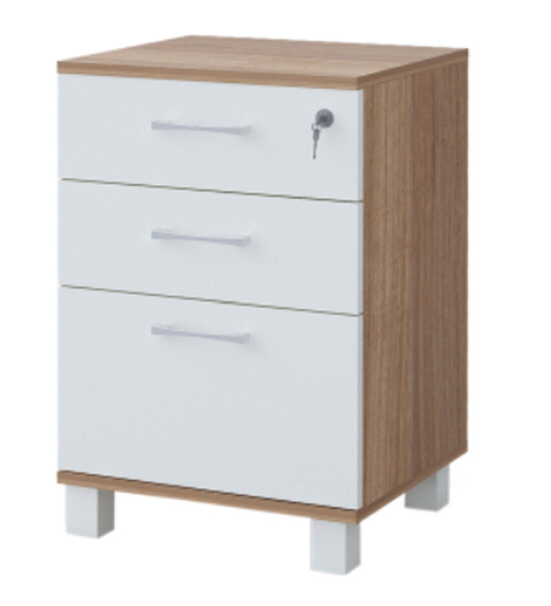 Buy Embassy 3 Drawer File In Lyon Teak & Frosty White Finish