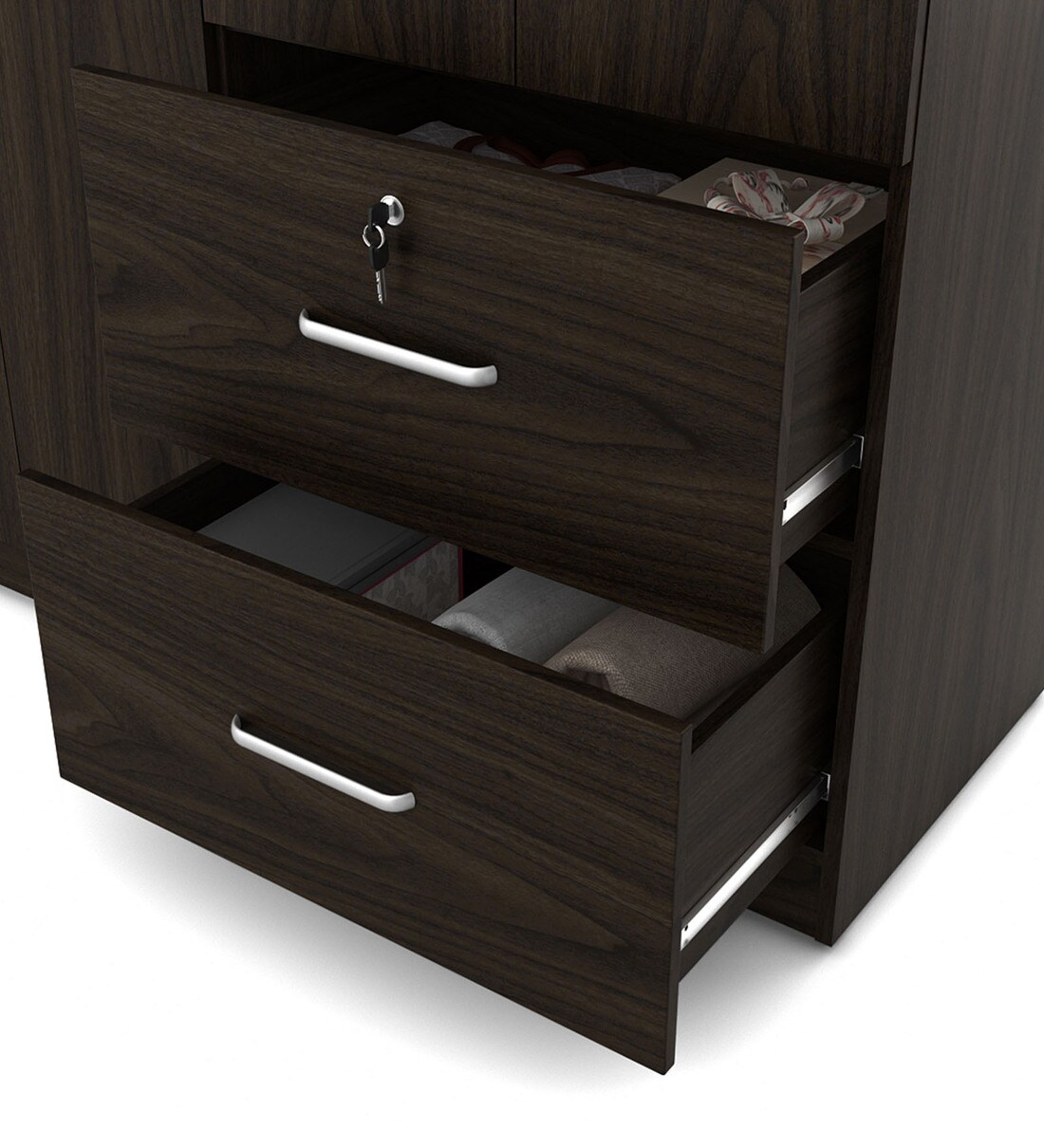 Buy Emika 4 Door Wardrobe With External Drawers In Urban Walnut Colour ...