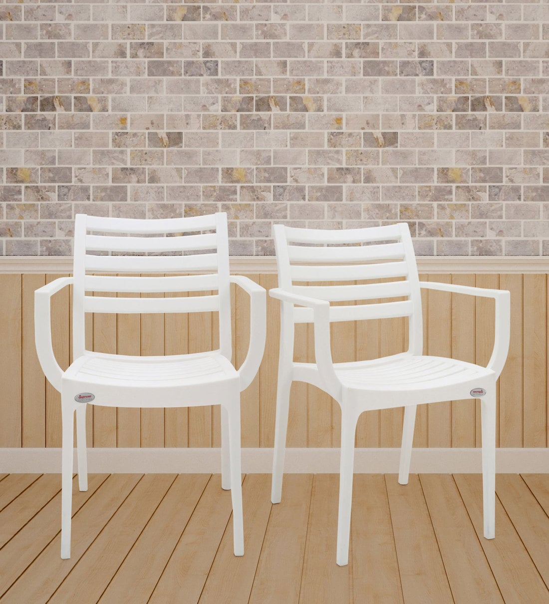 Buy Empire Set of 2 Plastic Chairs in White Colour By Supreme Online